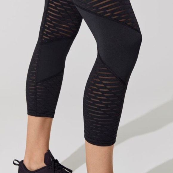 ALALA Black Capri Legging with Sheer Insets M - Picture 2 of 13